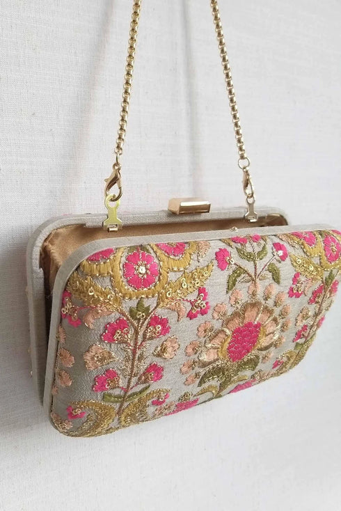Alanna Box Clutch Grey